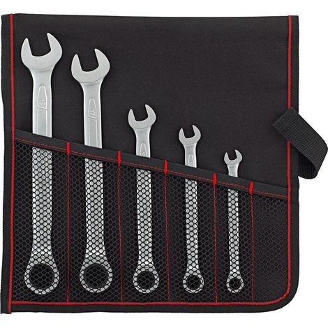 FORMAT Ratschenschlüssel-Set 5-teilig 8-19mm in Rolltasche (1/2)