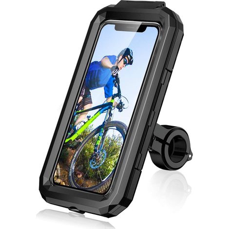 Fiets Motorfiets Scooter Telefoon Universal-Touchscreen, wasserdicht, 360° drehbar, MTB-Stützhalterung für 4,5–6,8 Zoll Smartphones (schwarz, L)