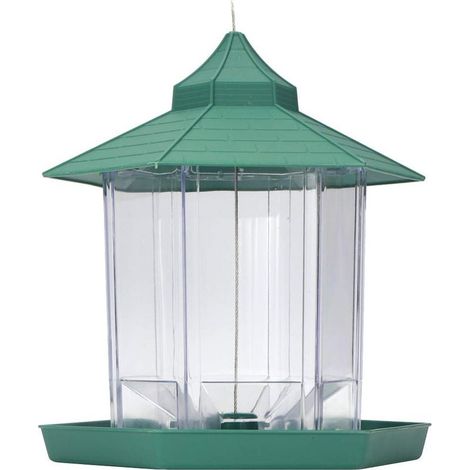 Mangeoire oiseaux transparente – plastique étanche suspendu – grand stockage – extérieur jardin (1/5)
