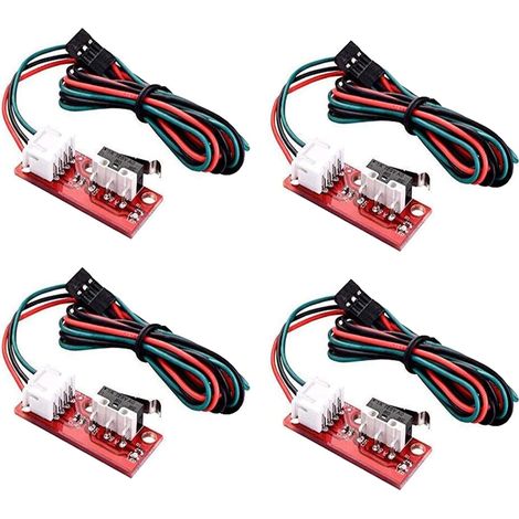 Lot de 4 interrupteurs de fin de course mécaniques pour imprimante 3D, avec indicateur LED, câbles pour imprimante 3D, par exemple MPCNC, RAMPS 1.4, Makerbot Prusa Mendel RepRap, CNC 3018 Pro, Arduino