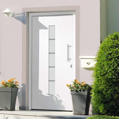 vidaXL Porte d'entrée Aluminium et PVC Blanc 110x210 cm (1/5)
