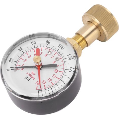 Manómetro universal de presión de agua fabricado en aleación de aluminio y hierro, de 0 a 200 psi, con rosca interna de 3/4" para manguera de repuesto. (1/5)