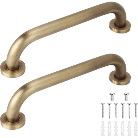 2 Pcs Barre Appui pour Salle de Bain 50cm Barre de Sécurité Murale Vintgae Poignée de Douche WC Baignoire avec Vis