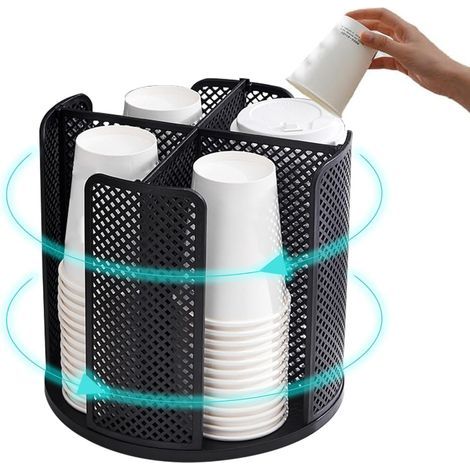 Porte Gobelet Rotatif 360°, 4 Compartiments Distributeur Gobelet, Porte-gobelet pour Papier Jetable et Gobelet Cafe, pour Comptoir Salle Cuisine Cuisine Bureau Bar Coffee Shop (1/4)