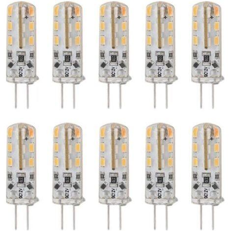 10 pièces G4 LED ampoule 1.5W DC12V blanc chaud 3000K 110LM Bi broches ampoules LED pour armoire éclairage cour (1/4)