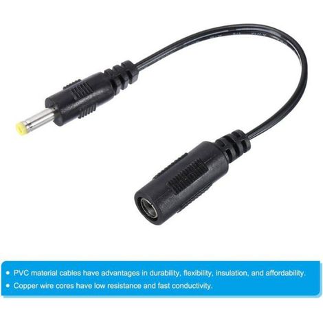 Câble D'Alimentation Femelle Dc 5,5X2,1Mm Vers Mâle Dc 4,0X1,7Mm De 0,6 Pieds, 4 Adaptateurs De Fil Connecteur De Cordon De Charge (1/5)