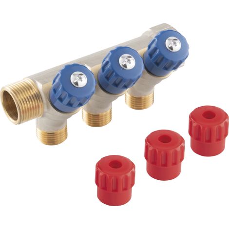 Collettore sanitario a 3 vie 3-4"X1-2" in ottone senza nichel (1/2)