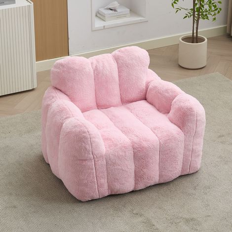 Sofá puf loto para salón y dormitorio, ligero y cómodo, espuma y fibras, tejido suave - rosa (1/5)