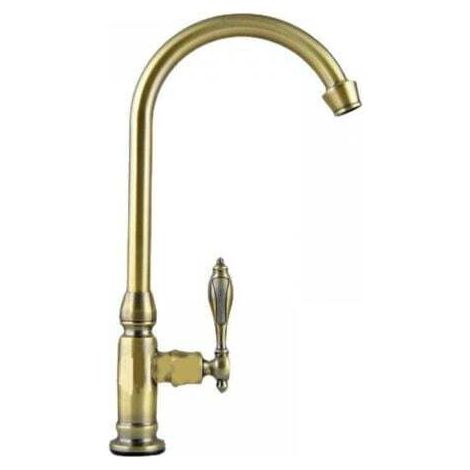 Robinet de Cuisine Mitigeur Robinet Laiton Brossé,Eau Froide Robinet Rotatif Lavabo,Robinet de Lavabo avec Tirette pour Vasque et Lave Mains,Bronze antique (1/5)