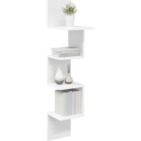 Mensole da Parete Scaffale da parete Ripiano a Parete A Parete Scaffale da parete Ripiano a Parete Bianco 32 x 21 x 107 cm (1/5)