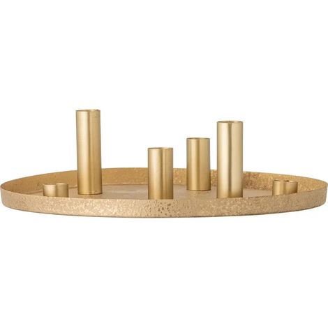 [GEBRAUCHT] B-Ware Bloomingville Kerzenhalter Leuchter Maxime Gold Eisen Advent Tablett 30x8 Cm