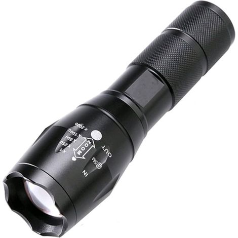 Linterna táctica de 3000 lúmenes, estándar militar, 5 modos, LED superbrillante, batería 18650, enfoque ajustable, ideal para acampar, hacer senderismo y emergencias.