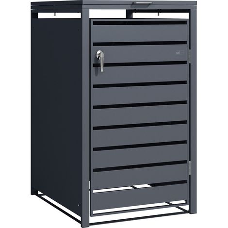 Axi Lucas Cache Poubelle Métallique Anthracite - Abri Poubelle Pour 1 Conteneur - Max. 240L - Abri Poubelle Extérieur Avec Excellente Ventilation