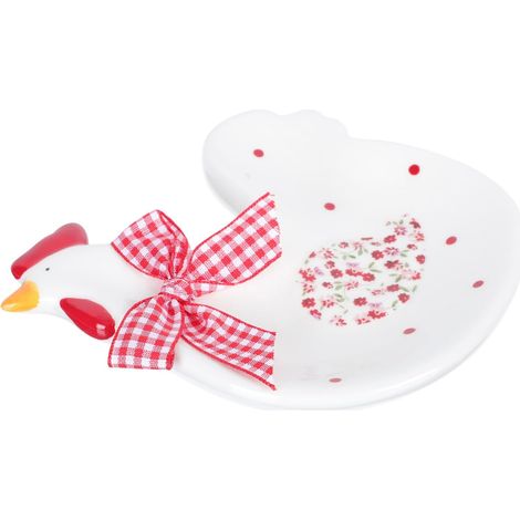 Salade Relief Rouge Motif Floral Assiette Dessert et Fruits (1/5)
