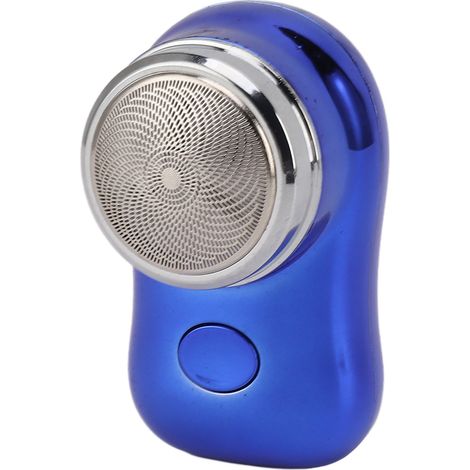 Tondeuse à barbe électrique de poche, petite, rechargeable et silencieuse, avec batterie 400 mAh (Type C), idéale pour la voiture et les voyages, bleu brillant (1/5)