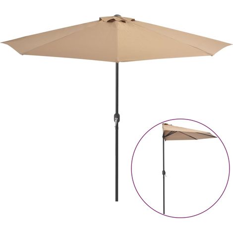 Parasol de balcon avec mât en aluminium Taupe 300x150 Demi (1/5)