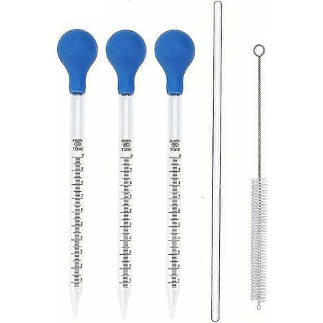10 ml Glaspipette (5 Stück) mit Rührstab, Pinsel und Gummibirne. (1/5)