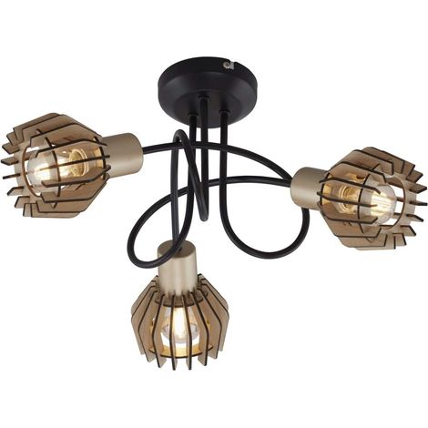 BRILONER - PLAFONIERA NATURE WOOD A 3 LUCI 5,5W E14 IN LEGNO D'ACERO