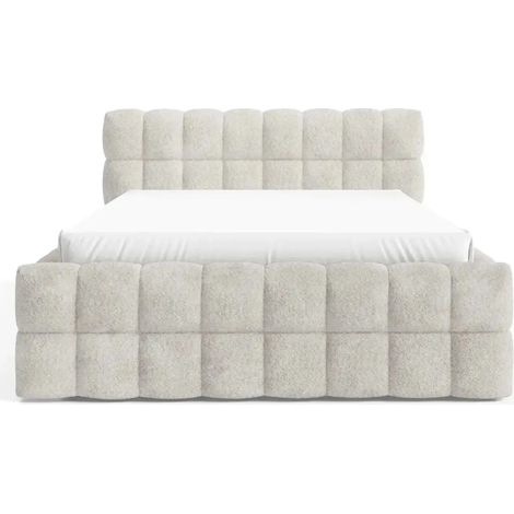 VOLTAIRE - Lit coffre tissu bouclette Beige 160x200cm