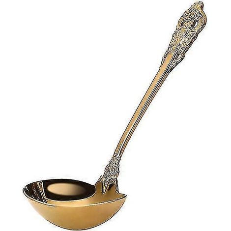 Louche à soupe en acier inoxydable 304, ustensile de cuisine, accessoires de cuisine, cuillère dorée, vaisselle plaquée or (1/5)