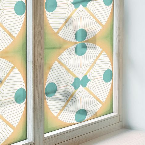 Film pour Vitre Intimité 200x100 Décoratif pour Chambre Cuisine Salle de Bain PVC Vitrail Protection Adhésif Collés sur le Verre Harmonie géométrique (1/5)