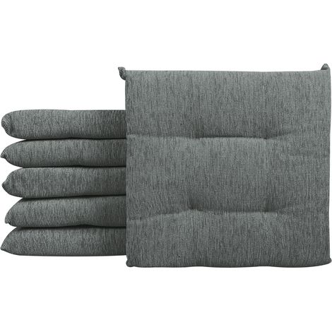 Set 4/6 Cuscini Sedia Cucina Effetto Lino Lacci Cuscino 4 Punti Comodi Prodotto Italiano Grigio - 6 Pezzi