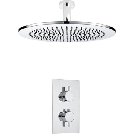 Hudson Reed - Kit de Douche Thermostatique à Encastrer avec Pomme Murale Ronde Ø30CM - Design Minimaliste