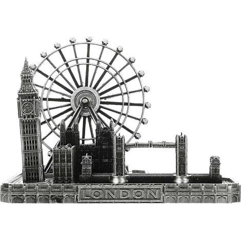 Figur mit London-Motiv, Tower Bridge und Big Ben. Ornament – 13,5 x 10 x 10 cm – Silber (1/2)