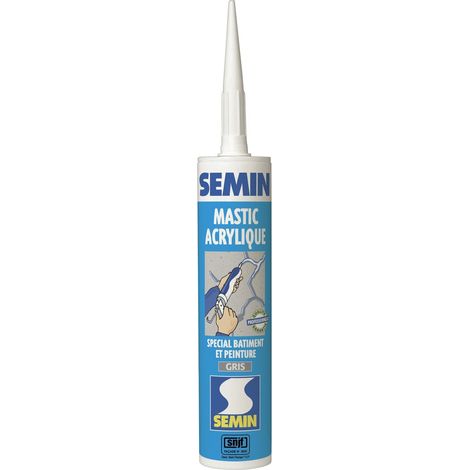 Semin – Mastic acrylique gris 310 ml – Pour fissures et liaisons maçonnerie – Excellente adhérence sur bois, béton, aluminium – Sans solvant (1/5)