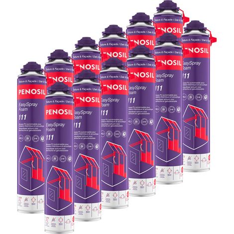 PENOSIL Pack de 12 Mousses Polyuréthanes Pulvérisables EasySpray Foam 111 700ml – Isolation Thermique & Acoustique