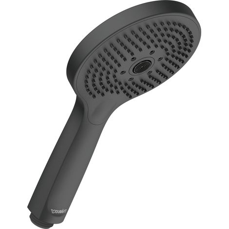 Rociador Duravit universal, con 3 tipos de chorro (lluvia, Pulse, Mono), redonda (Ø 120 mm), con toberas de silicona de fácil limpieza, negro mate (1/2)