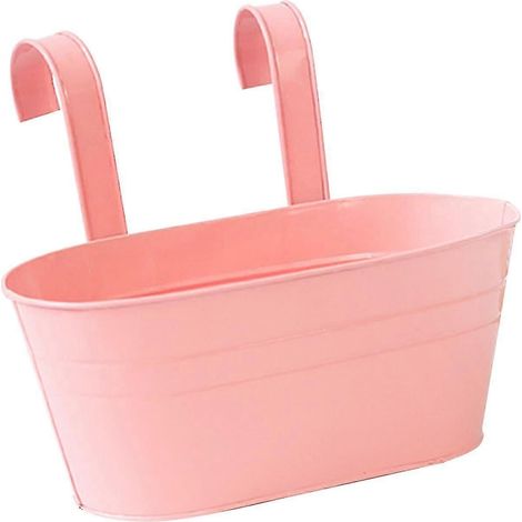 Hängender Pflanzkübel aus Eisen, ovaler Blumentopf, dekorative Blumenhalterung für Fenster, Garten, Terrasse und Büro-Pink (1/5)