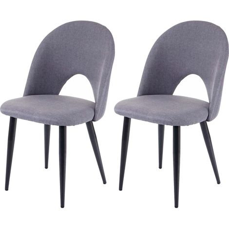 Set 2x sedie sala pranzo soggiorno HHG-205 design retro anni 50 metallo tessuto grigio scuro (1/5)