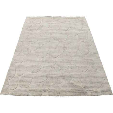 Tapis bleu motif pierre en coton lin et polyester élégant - Bleu gris pierre (1/2)