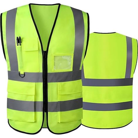 Gilet sécurité réfléchissant haute visibilité avec poches zippées ANSI (1/5)