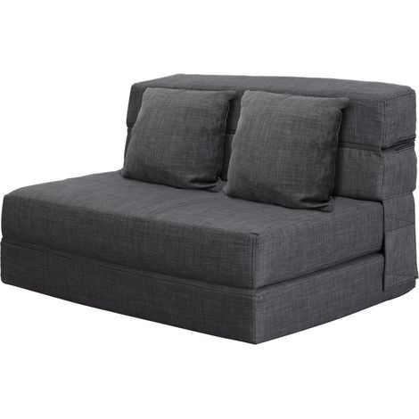 Schlafsofa 203cm ausziehbar mit Memory Schaum & Kissen, Dunkelgrau (1/5)