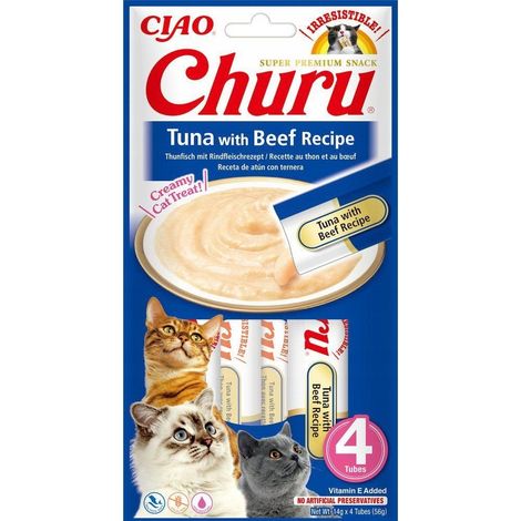 Inaba - churu - Friandise crémeuse pour chats - Thon et bœuf - 4 x 14 g (56 g) (1/5)