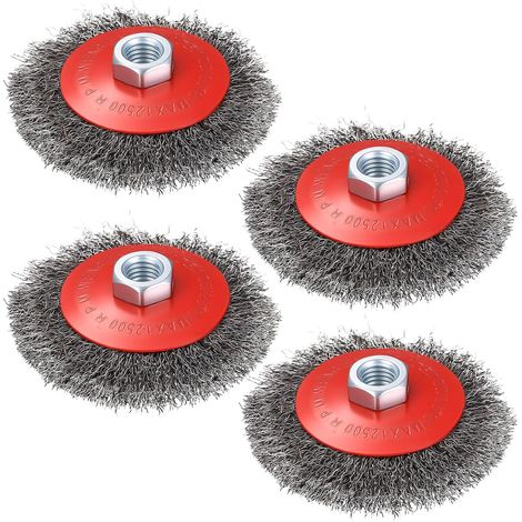 4 Pieces Conical Wire Brush, 100 mm, M14 (1/5)
