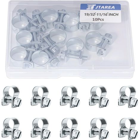 15-17MM Mini Collier de Serrage pour Tuyau Réglables Collier Durite Essence Colliers de Serrages Metallique pour Conduite de Carburant Tuyau D'échappement (1/5)