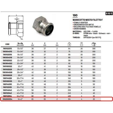 Adapt Taraude F 54 2inox