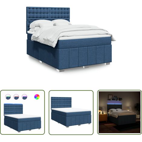 vidaXL Sommier à lattes de lit avec matelas Bleu 160x200 cm Tissu (1/5)