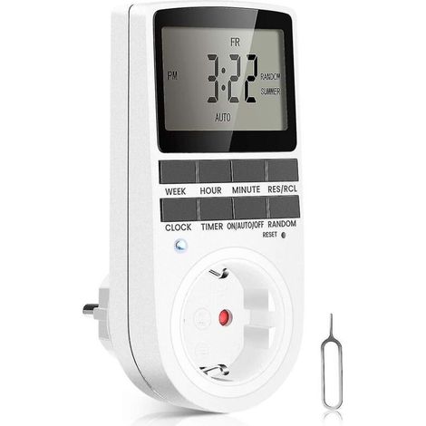 Digitaler Timer 16 A / 3680 W, Steckdose, 16 konfigurierbare Programme, Zufallsmodus, 24/7-Diebstahlschutz (1/5)