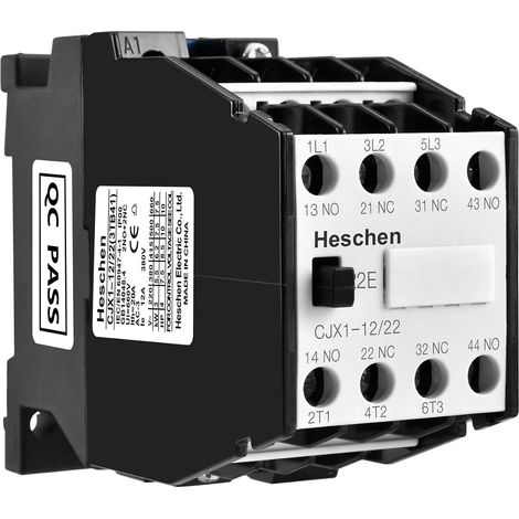 AC Contactor CJX1-12/22, 220 V, 50/60 Hz, Coil, 3P, 3-Pole, 2NO+2NC, 380 V, 20 A, 5.5 kW (1/5)
