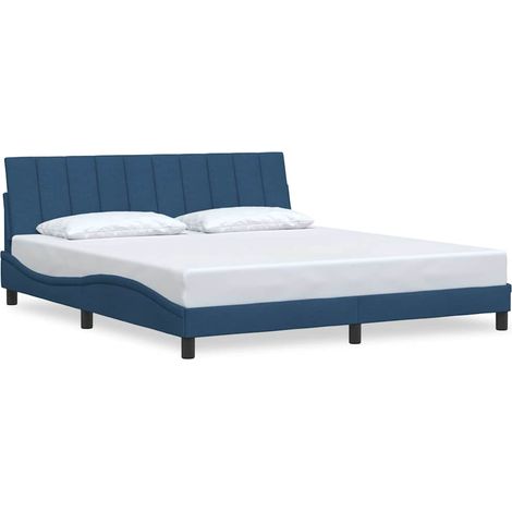Lit double,Lit adulte,Cadre de lit sans matelas Hanko bleu 180x200 cm tissu CFW4698243 (1/5)