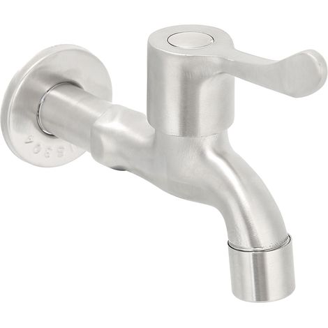 Robinet à ouverture rapide allongé en acier inoxydable 304, couleur d'origine, pour évier de balcon, buanderie ou bac à serpillière  robinet à eau froide simple à ouverture rapide 4 points (1/4)