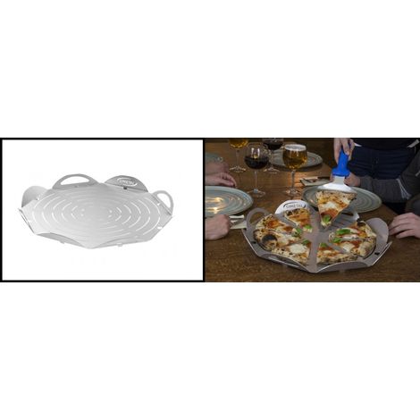 Tagliere Vassoio in Alluminio Pizza Tagliapizza con Piedini GiMetal 33 cm (1/2)