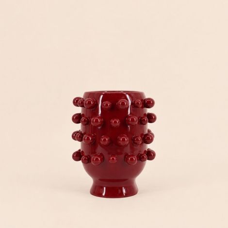 Vase en céramique à perles bordeaux 20cm (1/5)