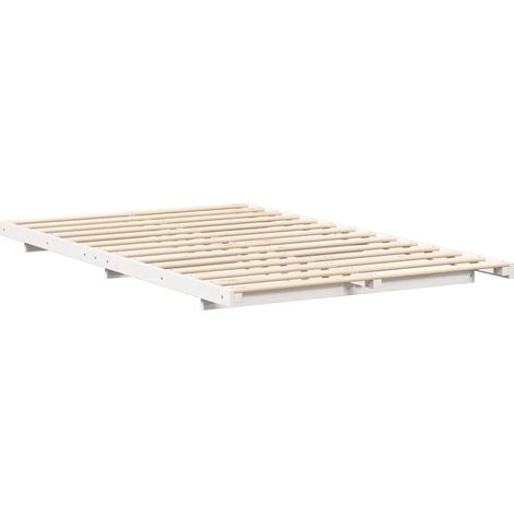 Lit double,Lit adulte,Cadre de lit surélevé Blanc 135 x 190 cm Bois massif en pin CFW1454166 (1/5)