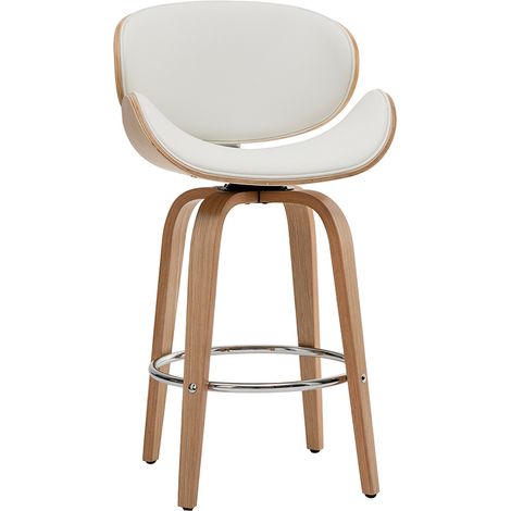 Sgabello da bar design bianco e legno chiaro 65 cm WALNUT (1/4)