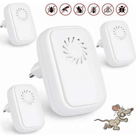 Paquete de 4 repelentes ultrasónicos para mosquitos, repelentes eléctricos para insectos, reptiles y otros insectos, eficaces contra insectos de interior, mosquitos, cucarachas y pulgas. (1/4)